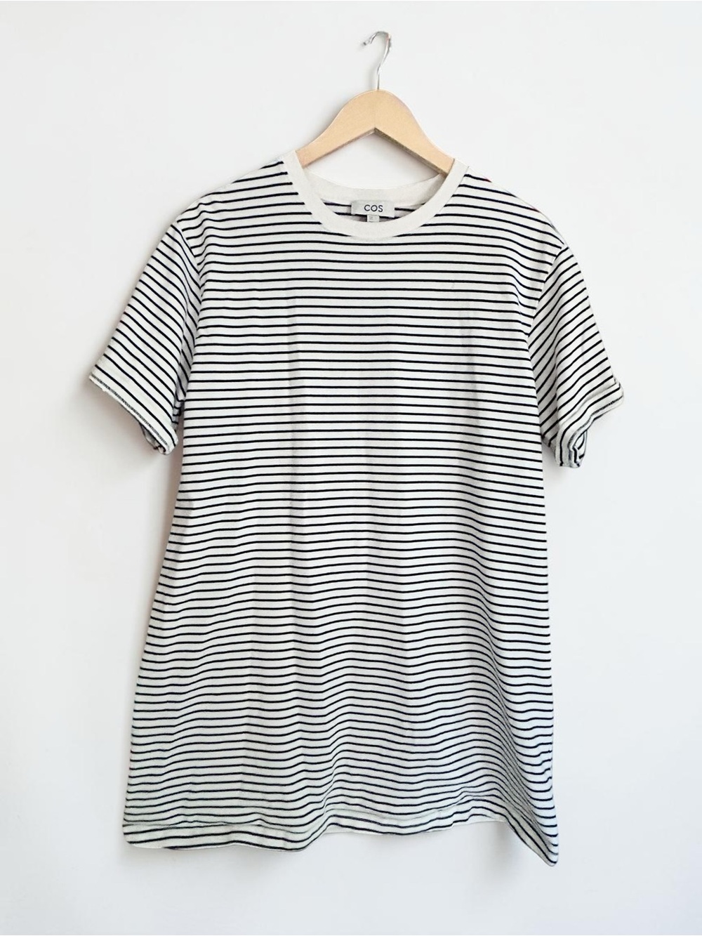 COS Striped 100% Cotton Mini T-Shirt Dress Sz Medium Short Sleeves Preppy